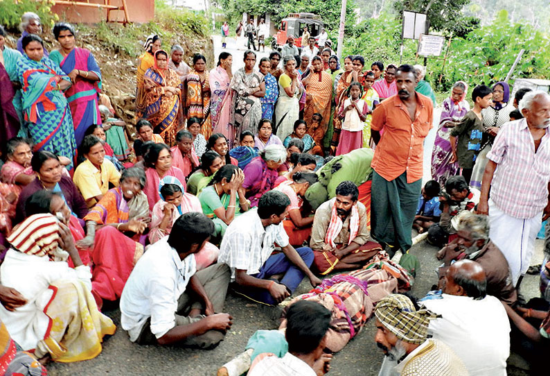 தாண்டிக்குடி அருகே காட்டுயானை தாக்கி பெண் சாவு விவசாயிகள் சாலை மறியல்